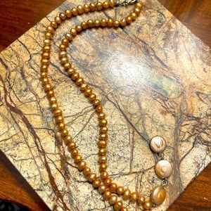 Golden Freshwater Pearl Necklace 17”